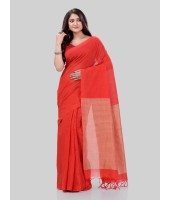 DESH BIDESH Women`s Khadi Cotton Handloom RupSagar Design Saree Without Blouse Piece(Red)